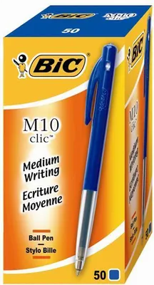 Obrázok produktu pre BIC M10 clic, Klip, Zasúvacie pero so sponou, Modrá, 50 kusov, Stredná