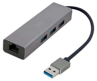 Produktbild von Gembird USB 3.0 Gigabit Netzwerkadapter mit 3-Port USB Hub