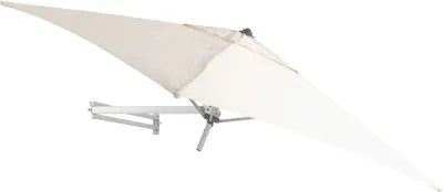 Produktbild von Sonnenschirm 200 x 200 cm eckig mit Wand Halterung ohne Schirmständer für Balkon oder Terrasse, Marktschirm Gartenschirm Terrassenschirm, knickbar mit Windauslass, ecru