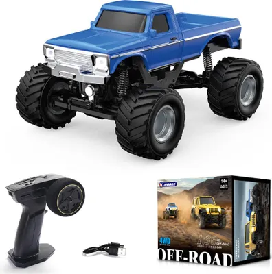 Obrázok produktu pre JIABAILE 1/36 RTR 4WD RC Rock Crawler 2.4G Offroad Climbing Truck s LED svetlami, plne proporcionálny, 60 min. hrania - modrý