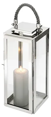 Produktbild von FINK Laterne SEVILLA - Kerzenlaterne aus Edelstahl und Glas, silberfarben, grau, H 43 cm - für innen und außen, Balkon