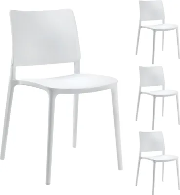 Produktbild von PAPATYA Designstuhl: 200 kg Stapelstuhl Bistrostuhl Gartenstuhl JOY-S Kunststoff (Weiß) 4 er SET