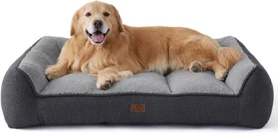Image de Lit pour chien Wasseraffe 122 x 89 cm, imperméable, gris foncé, peluche Sherpa