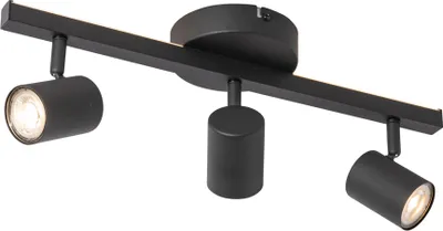 Zdjęcie produktu dla QAZQA – nowoczesne czarne reflektory sufitowe GU10 50 mm, 3-punktowe, z podświetleniem – salon, sypialnia – okrągłe, stalowe, podłużne – GU10