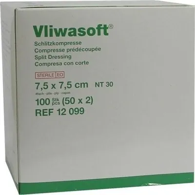 Produktbild von VLIWASOFT Schlitzkompressen 7,5x7,5 cm steril 4l.