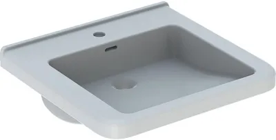 Produktbild von Geberit Waschtisch Square RENOVA COMFORT barrierefrei, mit Hahnloch, mit Überlauf 550 x 525 mm weiß