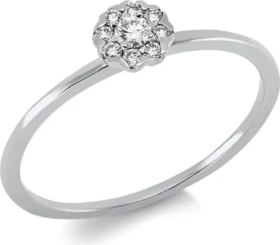 Produktbild von Ring aus 750 Gold Weißgold 9 Brillanten 0,12ct TW-SI Innenumfang 53mm  Ø16.9mm