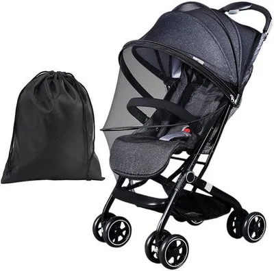 Obrázok produktu pre Uniqoos® Univerzálna sieťka proti komárom pre detské kočíky, buginy, detské postele a cestovné postele – elastický lem, dvojité zipsy, šesťuholná sieťovina, šetrná k pokožke