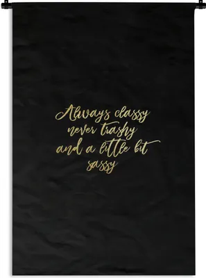 Produktbild von MuchoWow® Wandteppich Wandbehang Zitate - Gold - Briefe 120x180 cm Tapisserie Dekoration Wandtuch - Schlafzimmer - Dekorationen für das Haus