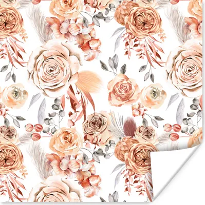 Produktbild von MuchoWow® Poster Blumen - Bohème - Muster 50x50 cm - Wohnzimmerdekoration