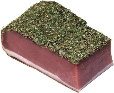 Immagine prodotto di Speck alle erbe aromatiche stagionato 6 mesi 1/8 cuore sottovuoto ca. 450 gr. - Kofler Delikatessen