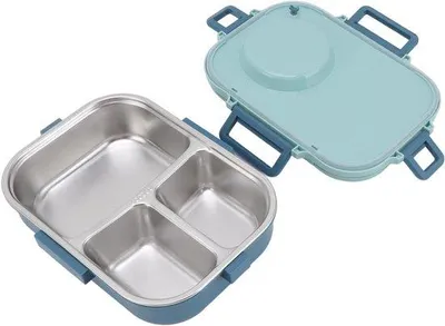 Image de Boîte à lunch isotherme 1100 ml en acier inoxydable, bleue