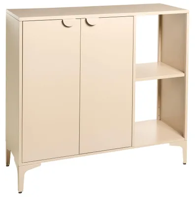 Produktbild von BELIANI Sideboard Beige aus Stahl mit 2 Türen 2 Regalfächer Kaschmir Industrial Style Schrank für Homeoffice