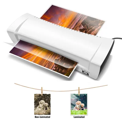 Immagine prodotto di Macchina laminatrice A4 - Macchina per laminazione a caldo e a freddo - Riscaldamento rapido - Laminazione senza bolle - Larghezza massima: 23 cm - Adatta per uso domestico e scolastico