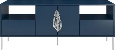 Produktbild von Merlin mit dekorativem Griff / Tv-Schrank Mit Silbernen Details / 138 Cm / Marineblau