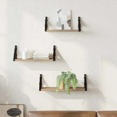 Image de Maison Exclusive - Support mural pour étagères, lot de 3, couleur anthracite, 37 x 12 x 13 cm