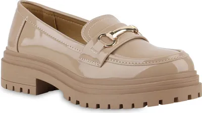 Produktbild von VAN HILL Damen Plateauschuhe Halbschuhe Slipper Profl-Sohle Freizeit Schuhe 841666, Farbe: Khaki, Größe: 37