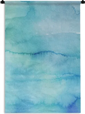 Produktbild von MuchoWow® Wandteppich Wandbehang Aquarell - Blau - Abstrakt 60x90 cm Tapisserie Dekoration Wandtuch - Foto-Teppich - Abwaschbar