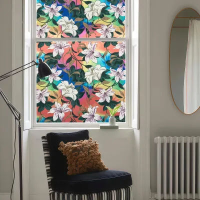 Blickdichte Fensterfolie mit Blumenmuster, 90x200 cm, Sichtschutz