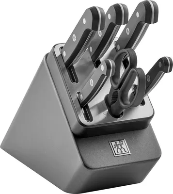 Zdjęcie produktu dla ZWILLING Selbstschärfender Messerblock, 7-tlg | Kautschuk-Holz | Grau Gourmet Grau