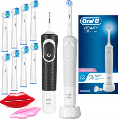 Produktbild von Oral-B | Elektrische Zahnbürste - Vitality 100 - Schwarz - 7600 Bewegungen/Minute - Inklusive 8 Aufsätze