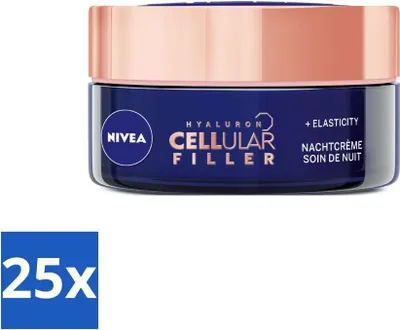 Productafbeelding van NIVEA – Nachtcrème – CELLular Expert Lift Anti-Aging – Geschikt voor alle huidtypen – Met bakuchiol en hyaluronzuur – Stimuleert collageen en vermindert rimpels – 50 ml - Voordeelverpakking - 25 stuks