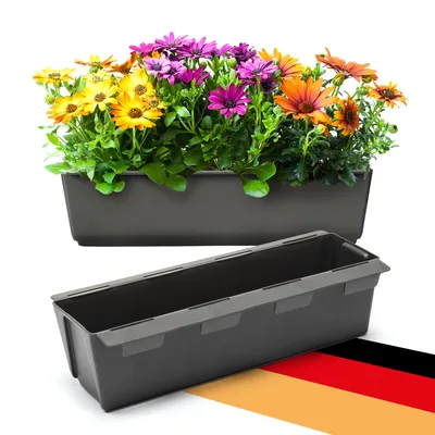 Produktbild von BigDean 2er Set Paletten Blumenkästen - Einsatz - mit Hängesystem zum Einhängen- 37cm anthrazit - Pflanzkasten für Europalette Balkonkasten Blumentopf