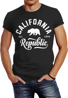 Produktbild von Stylishes Herren T-Shirt California Republic Slim Fit Neverless® anthrazit XL