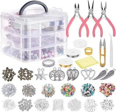 Produktbild von Famanu Schmuckset – DIY Schmuck – für Erwachsene und Kinder – Mädchen und Frauen – DIY Schmuckherstellungskit