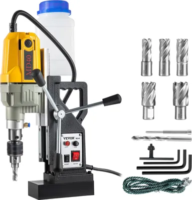 Obrázok produktu pre VEVOR 1100 W magnetická vŕtačka Magnetická vŕtačka 12000 N Elektrická jadrová vŕtačka Priemyselná vŕtačka 580 ot/min so 7 vrtákmi, Max. Hĺbka 55 mm, pre oceľové konštrukcie lodí a mostov