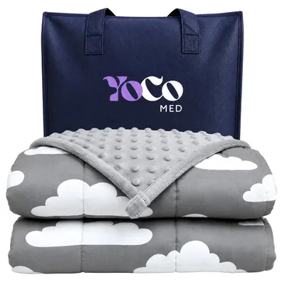 YoCo Med Kinder-Gewichtsdecke/Therapiedecke 150×100 cm 3,2 kg Graue Wolken
