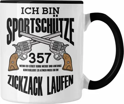 Produktbild von Trendation - Lustige Schießen-Tasse für Sportschützen Geschenk (Schwarz)