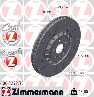 Produktbild von 2x ZIMMERMANN Bremsscheibe FORMULA Z Vorne 600.3272.70