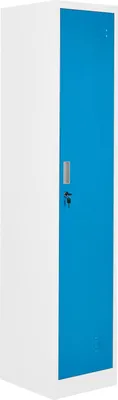 Produktbild von BELIANI Spind Weiß u. Blau Metall 1-Türig Abschließbar mit Schwenkriegelschloss Fachboden Kleiderstange Modern Umkleideschrank für Schule Fitnessstudio