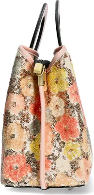 Produktbild von Laura Vita Damen Henkeltasche mit Blumenmuster und Pailletten Alisa 03, Farbe:Rosa
