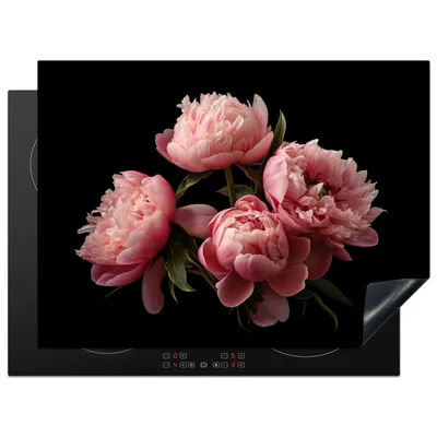 Produktbild von KitchenYeah© Herdabdeckplatte Blumen - Pfingstrose - Rosa - Botanisch - Natur , 71x52cm, Küche Deko, Glaskeramikkochfeld Herdabdeckung, Abdeckplatte fùr Kochfeld