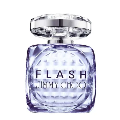 A bottle of Jimmy Choo Flash perfume on a white background.