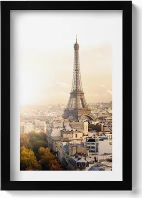 Produktbild von Blick auf den Eiffelturm– Wandbild mit Rahmen – Gerahmtes Bild  – Wanddekoration – 20x30 cm – Schwarz