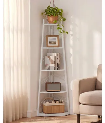 Productafbeelding van Boekenkast met 5 niveaus, stalen frame, wit, industrieel design