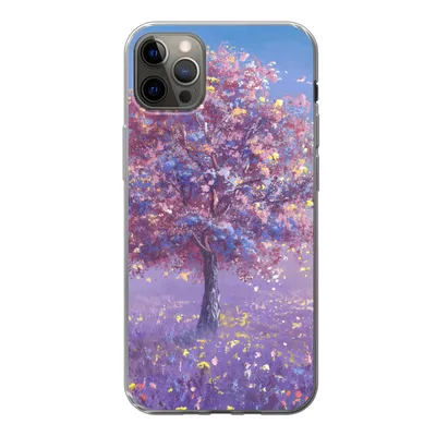 Produktbild von MuchoWow® Handyhülle Schutzhülle Hülle für iPhone 12 Pro Max Baum - Sommer - Rosa Silikon Softcase Handy Hülle - Hartschale