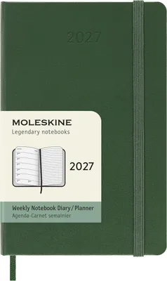 Produktbild von Moleskine 12 Monate Wochen Notizkalender 2027, Pocket/A6, 1 Wo = 1 Seite, rechts linierte Seite, Fester Einband, Myrtengrün
