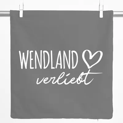 Produktbild von Huuraa Kissenbezug Wendland verliebt 40x40cm Steel Grey Baumwolle Dekokissenbezug Geschenkidee