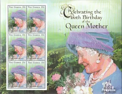 Produktbild von Briefmarken Gambia 2000 Mi 3800 Kleinbogen (kompl.Ausg.) postfrisch 100. Geburtstag Königsmutter Elisabeth