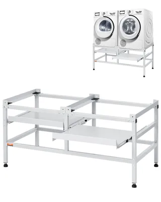 Produktbild von SucceBuy Waschmaschinen-Untergestell, 1230x635x625 mm Podest für Waschmaschine, 267 kg Tragkraft, Sockel mit Doppelablagen, 4 höhenverstellbare Füße zur Erhöhung von Waschmaschinen
