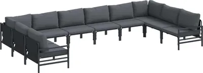 Immagine prodotto di vidaXL Set di divani da giardino con cuscini 10 pezzi Acciaio nero