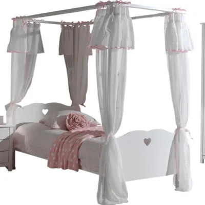 Produktbild von Himmelbett Amori 90x200cm (inkl. Lattenrost) mit Voile- weiß