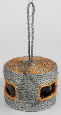 Produktbild von Kratzspielzeug Mäuseburg 15x10cm für Katzen aus Sisal zum Aufhängen grau