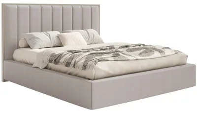 Image de Selsey Togents - Lit Tapissé 160x200 avec Tissu Chenille, Beige Gris