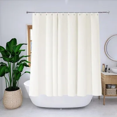 Image de Rideau de douche en polyester, avec revêtement hydrofuge, 180 x 170 cm, beige