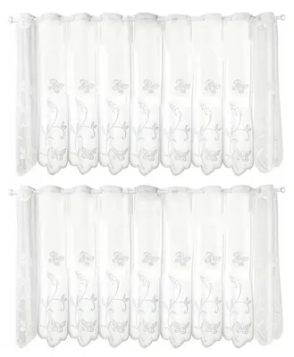 2er-Set transparente Jacquard-Vorhänge 130x45 cm Blumenmuster